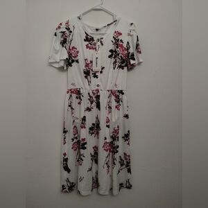 Floral White and Pink Dress